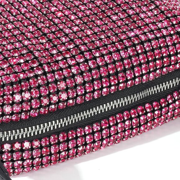 Elegant Rhinestone Evening Bag for Women - Sparkling Pink Crossbody Purse - Picture 5 of 7